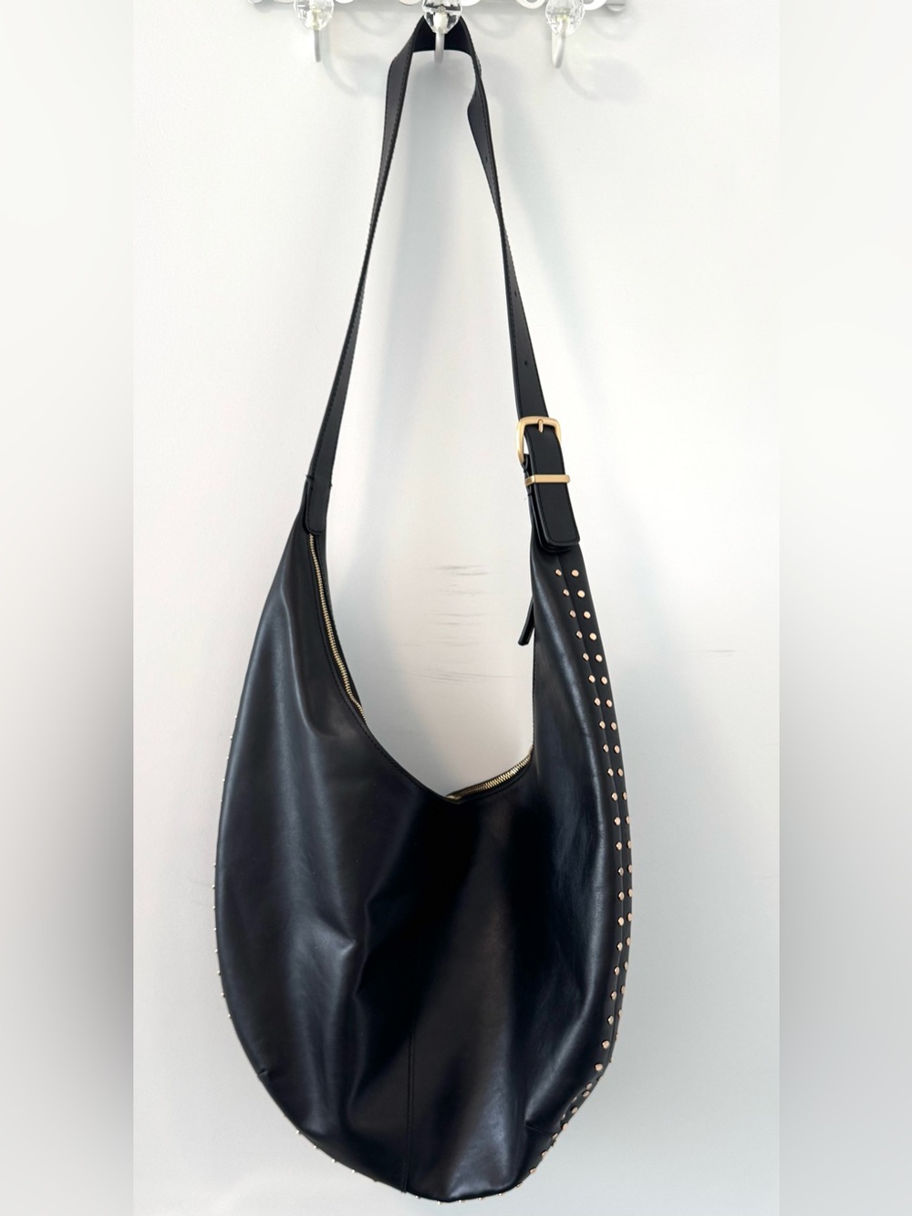 J Crew leather studded hobo bag